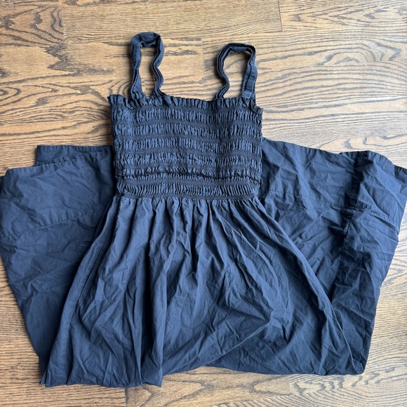 Club Monaco Cotton Smocked Bodice Maxi Dress Navy Size M - Picture 6 of 9